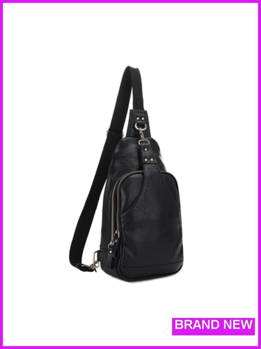 PU Leather Unisex Sling Bag Crossbody Chest Bag Travel Backpack
